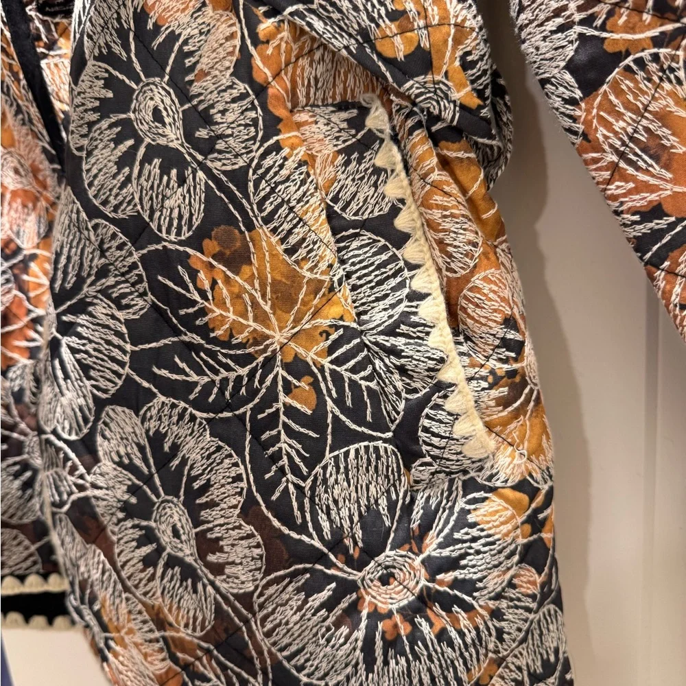 7 For All Mankind Floral Jacket - Black, White, and Orange - Picture 10 of 10